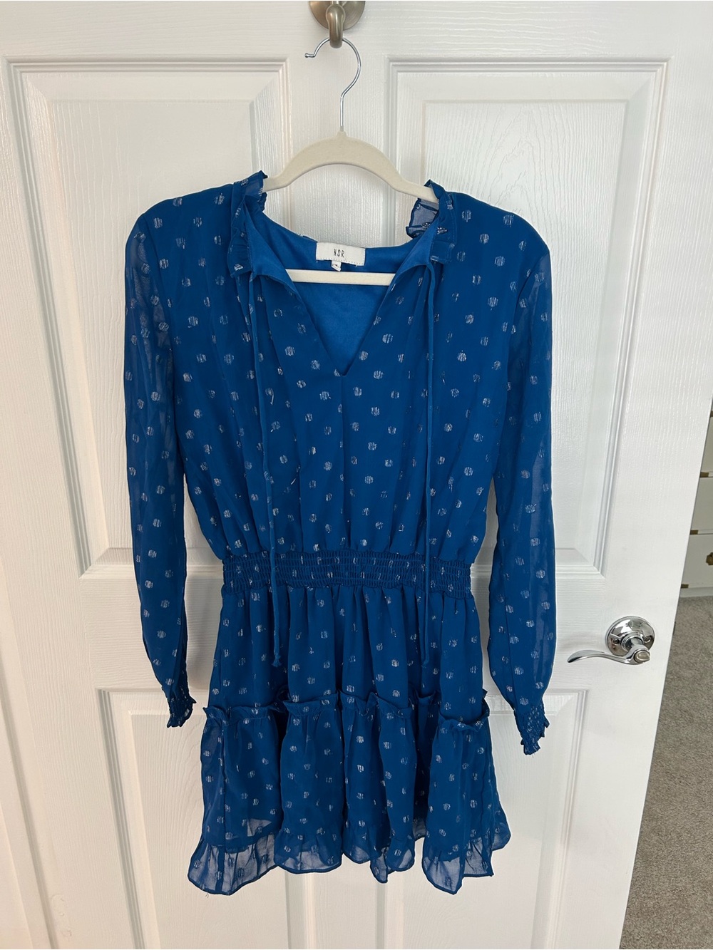 NSR Royal Blue Sheer Dot Blouse